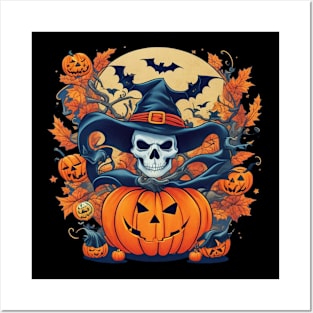 witch skull Halloween Posters and Art